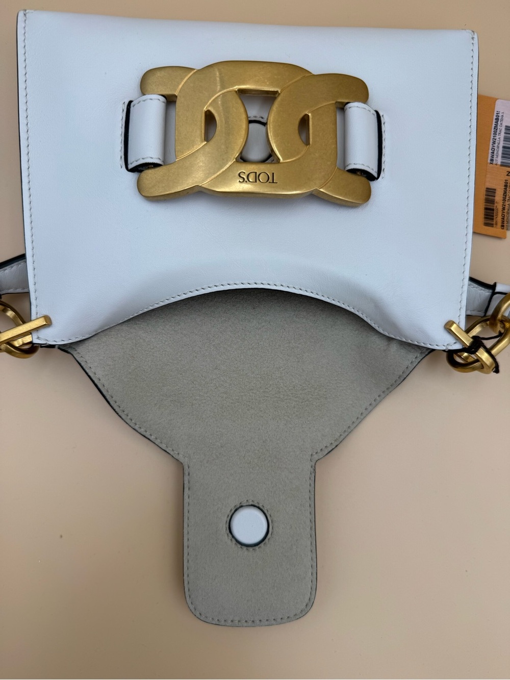 TOD’S Kate Mini White Leather Gold Chain Shoulder Bag NWT Authentic - Picture 7 of 13
